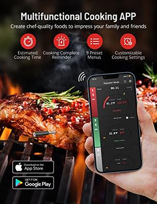 Wireless Meat Thermometer, 165ft Smart Bluetooth Food Cooking Thermometer  for Grilling/BBQ/Air Fryer/Oven/Liquid/Cooking/Steak, Instant Read Meat