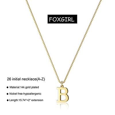 18K Gold Letter A-Z Initial Necklace For Women White Rectangle Alphabet  Charm Pendant Necklace Party Jewelry