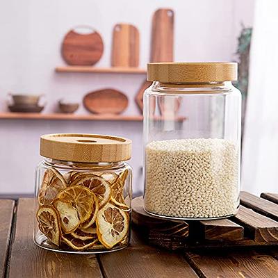 Set of 3 Gold Glass Jars - Glass Storage Jars with Lids for Kitchen/Pantry-Modern,Decorative Gold Jars-Cute Kitchen Jars Storage Coffee, Tea & Spices