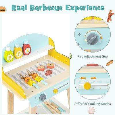 INFANS Kid Kitchen Playset, Pretend Wooden Toddler Kitchen Toy Set, Children Pretend Cooking Set with Accessories