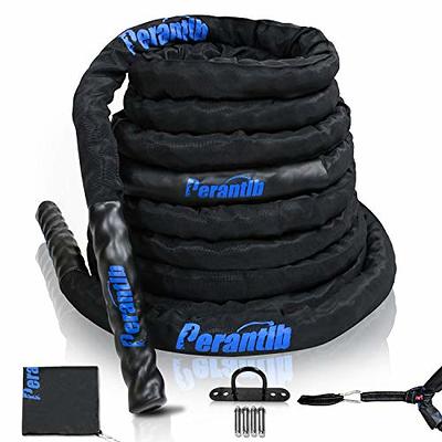 Pro Battle Ropes with Anchor Strap Kit and Exercise Poster – Upgraded  Durable Protective Sleeve – 100% Poly Dacron Heavy Battle Rope for Strength