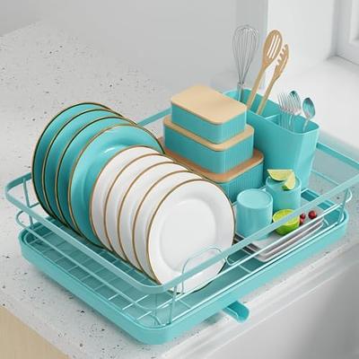 PXRACK Dish Drying Rack, Expandable(12.8-21.5) Dish Rack with Utensil  Holder Cup Holder, Stainless Steel Dish Rack and Drainboard Set for Kitchen