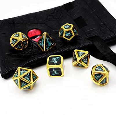 Haxtec Metal Dice Set D&D Acid Splash Real Scene Black Green