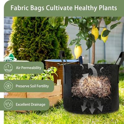 Cavisoo 5-Pack 10 Gallon Potato Grow Bags, Garden Planting Bag with Durable Handle, Thickened Nonwoven Fabric Pots for T, Black