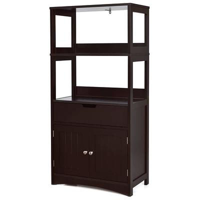 Bunpeony 14.5 in. W x 14.5 in. D x 63 in. H Black Freestanding Bathroom Storage Linen Cabinet