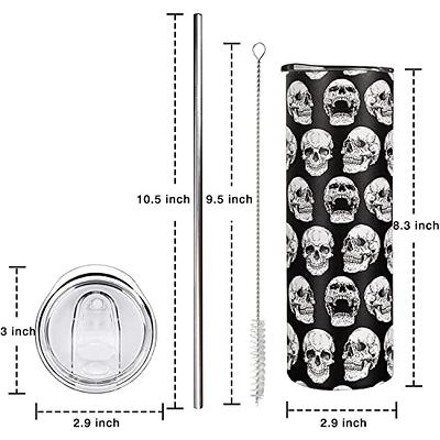 Black Skull Insulated Tumbler with Straw