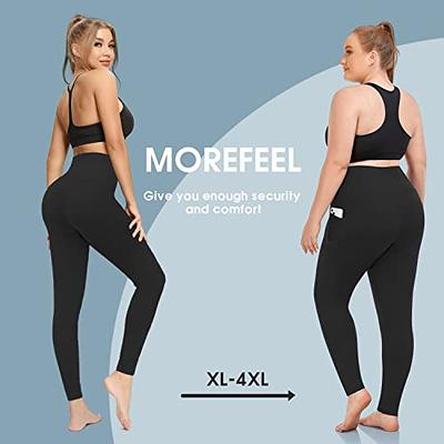  3 Pack Plus Size Leggings For Women - High Waist Stretchy  Tummy Control Pants For Workout Yoga Running Black/Black/Black