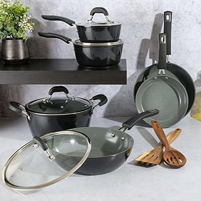 Mainstays Ceramic Nonstick Aluminum 12 Pieces Cookware SET Blue linen 