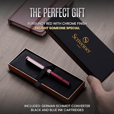  Scriveiner Stainless Steel Fountain Pen - Stunning Luxury Pen  with Steel Finish, Schmidt Steel Nib (Fine), Best Pen Gift Set for Men &  Women, Professional, Executive Office, Nice Designer Pens 