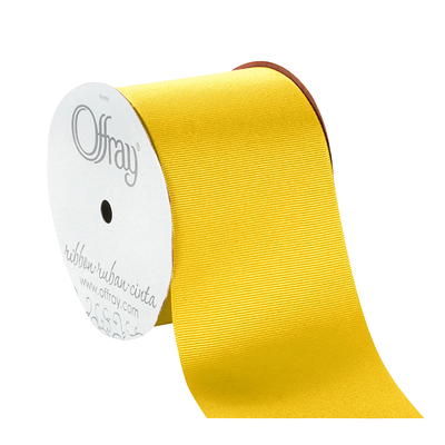Offray Ribbon, Yellow Gold 1 1/2 inch Single Face Satin Polyester Ribbon,  12 feet 