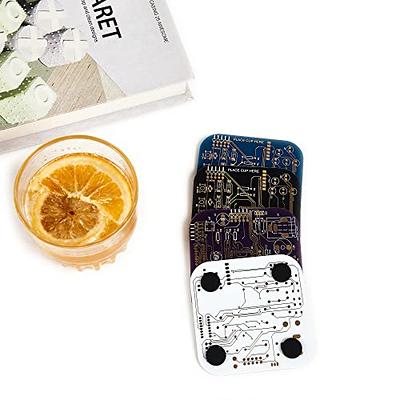 Coasters for Drinks in PCB-Design White Coasters Decor with Immersion Gold  Circuit Board Coasters for Coffee Table Gamer Bar Office Cute Stuff for  Boyfriend Geeky Engineer Dad Men (2 x White/Pack) 