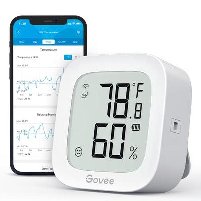 Govee Bluetooth Hygrometer Thermometer, Wireless Thermometer, Mini Humidity  Sensor with Notification Alert, Data Storage and Export, 262 Feet  Connecting Range, 3 Pack - Yahoo Shopping