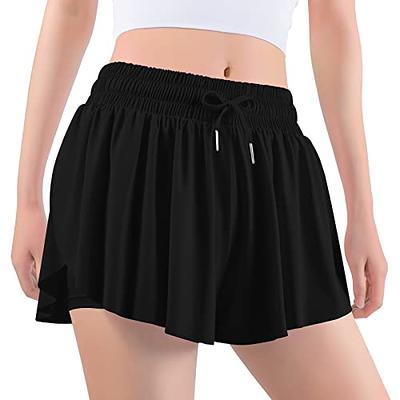 Auranso Girls Flowy Shorts with Pocket 2-in-1 Athletic Running