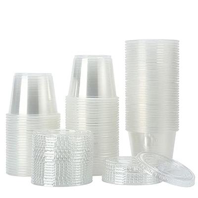 200 Sets - 2 oz. Disposable Plastic Portion Cups with Lids, Small