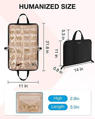 Travel Foldable Jewelry Roll Bag Storage Pouch Clear Pockets