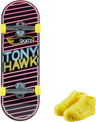 Hot Wheels Skate Tony Hawk Fingerboard & Removable Skate Shoes Multipack, 4  Fully Assembled Boards, 2 Pairs of Skate Shoes, 1 Exclusive Set (Styles