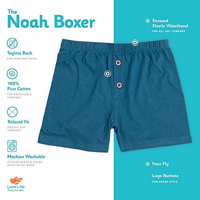 Lucky & Me Boys Underwear, Boxers Style 100% Cotton, Noah 5 Pack