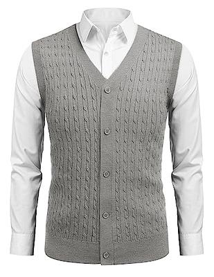 Mens Knitted Button Cardigan V-Neck Sleeveless Sweater Knitwear Vest