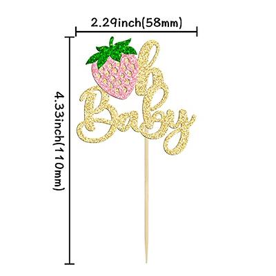 Gyufise 24Pcs Strawberry Oh Baby Cupcake Toppers Glitter Baby