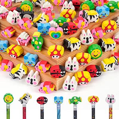 Bulk 144 Pc. Neon Funny Face Pencil Top Erasers