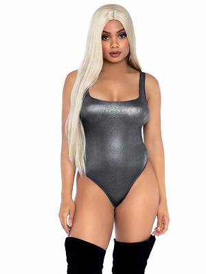 Leg Avenue Women's Shimmer Spandex Snap Crotch Thong Bodysuit, Silver, M-L  - Yahoo Shopping