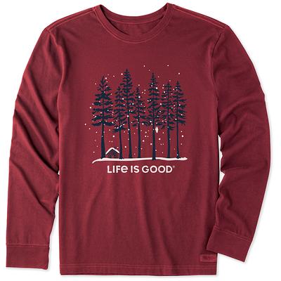 Life is Good Men's Snowy Owl Tall Pines Long Sleeve Crusher T