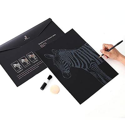 Scratch Art Rainbow Painting Paper (16'' x 11.2'') DIY Night View Sketch Pad for Kids & Adults, Painting Creative Gift, Engraving Art & Craft