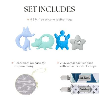 Viyuse one Piece Pacifier Clip Holder,Silicone Pacifier Chain BPA Free  Teether Clip Soothers Binky Holder for Baby,Soothie Paci Clip Girls and  Boys