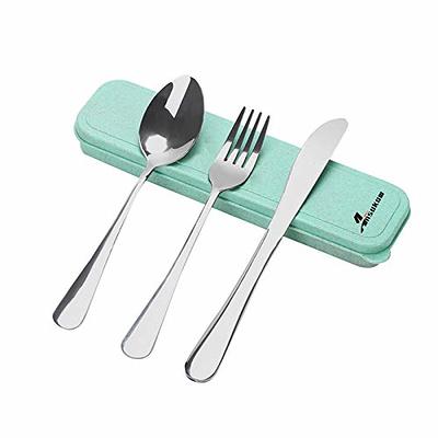 Portable Travel Utensils Set with Case, Stainless Steel  Reusable Silverware for Lunch Camping School Picnic Workplace Travel, Lunch  Box Includ Fork Spoon Knife,Easy to clean,Dishwasher Safe(Black): Flatware  Sets