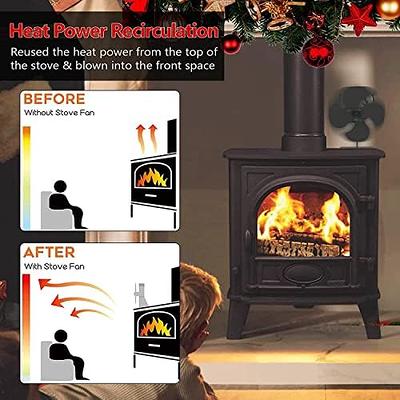 4 Blade Heat Powered Stove Fan Log Wood Burner Eco Friendly Quiet