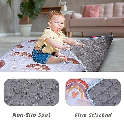 Poowe Baby Play Mat Extra Thick, Large, Crawling Mat Non Slip Cushioned Baby Mats for Playing 59x79 Inches, Baby Playmat Floor Mat -Grey Star