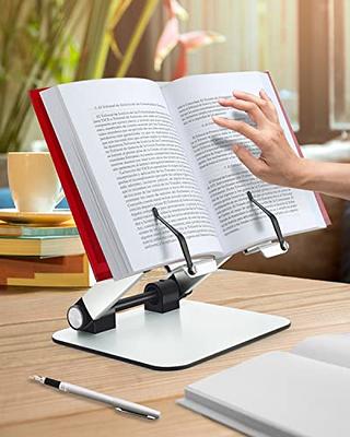 Metal Book Stand for Desk, Height Adjustable Book Holder with Page Clips  Brown - Wood Color - Yahoo Shopping