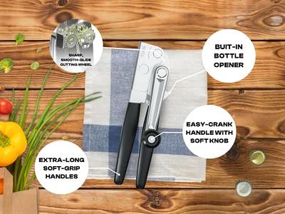 SoB Manual Can Opener Heavy Duty Stainless Steel Smooth Edge Manual Hand  Held Can Opener with FOLDING Handle - Rust Proof Oversized Handheld Easy  Turn