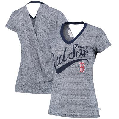  Majestic Boston Red Sox Women's Striped V-Neck T-Shirt