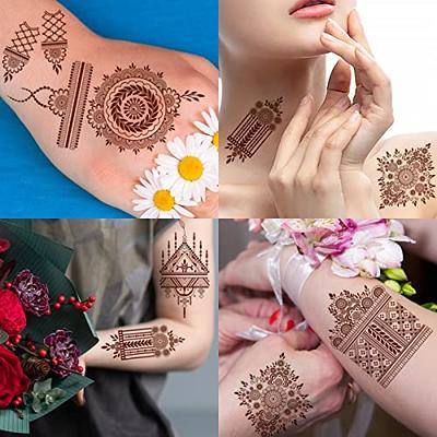 Henna Tattoo Stencils Kit, India Henna Cones Paste Temporary Tattoo  Stencils, Glitter Body Face Painting Tattoo Stencils, Self-Adhesive  Reusable Henna Tattoo Stencils Stickers (6 Sheets) : Buy Online at Best  Price in