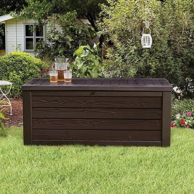 75 Gallon Resin Deck Box on Wheels, Patio Large Storage Cabinet, Outdoor Waterproof Storage Chest, Storage Container for Outside Furniture Cushions