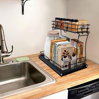 2-Tier Under Sink Cabinet Organizer for Kitchen and Bathroom, Multipurpose  Stainless Steel Storage Shelf with Sliding Storage Drawers