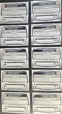 2023 Bowman & Prospects New York Yankees Baseball Cards Team Set