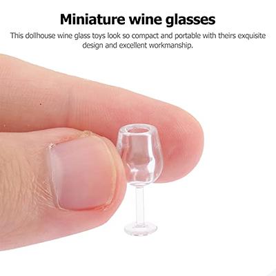 Ipetboom Dollhouse Wine Glasses, 10pcs Mini Shot Glass Tiny Wine Glass  Dollhouse Miniatures Glasses Toys Goblets Cups Model Feature