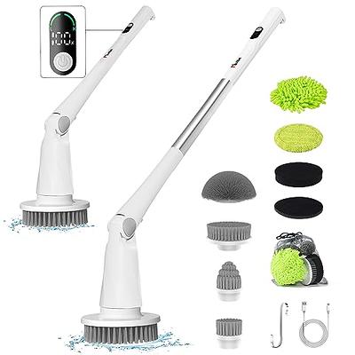 Electric Spin Scrubber, Voweek Cordless Cleaning Brush with Adjustable Extension Arm 4 Replaceable Cleaning Heads