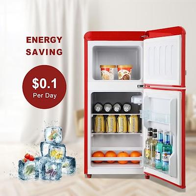 3.5 Cu.Ft Compact Refrigerator with Freezer, Retro Fridge, Mini Fridge with  Two