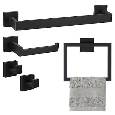 Dropship Bathroom Hardware Set; Matte Black Stainless Steel Bathroom  Hardware Set; Including 16 Hand Towel Bar; Toilet Paper Holder; Robe Towel  Hooks; Round Wall Mounted Set Bathroom Accessories Kit to Sell Online