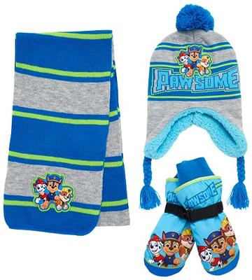 Kids Baby Blue Double Bobble Hat & Scarf Set