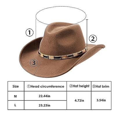 MIX BROWN Cowboy Hat with Wide Brim 100% Wool Cowgirl Hat Western Hats for  Women Men Felt Outback Panama Rancher Hat