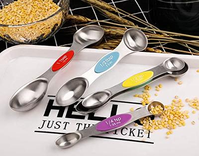 Heavy Duty Metal Measuring Spoons Oval Shape Stainless Steel Spoons 7pcs  set Spoons for Dry or Liquid Fits in Spice Jar