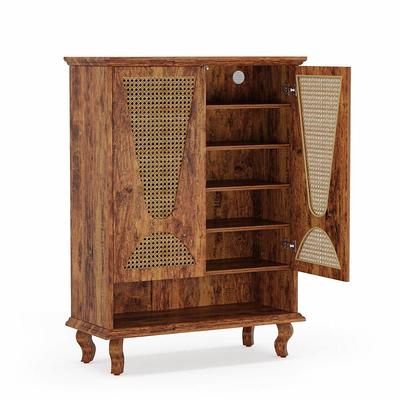 Tribesigns Way to Origin Cezalinda Brown Hall Tree Shoe Storage Cabinet with Drawer Flip Shelves Wall Mount Rack