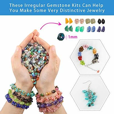  Crystal Beads for Jewelry Making, 2800PCS Natural Crystal Bead  Gemstone Chip Beads for Earring Ring Making Kit with Spacer Beads Earring  Hooks Pendants Charms Wire String for DIY Bracelets Beading Kit 