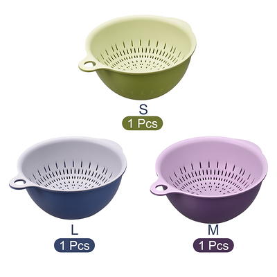 Unique Bargains Colander Set Kitchen Food Strainer Bowl Vegetable Washer Basket Purple+Purple Large and Small