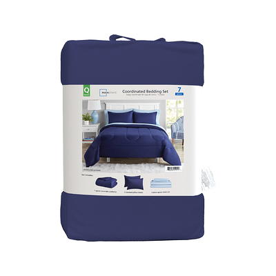 Mainstays Reversible Microfiber Comforter, Navy, Twin/Twin XL