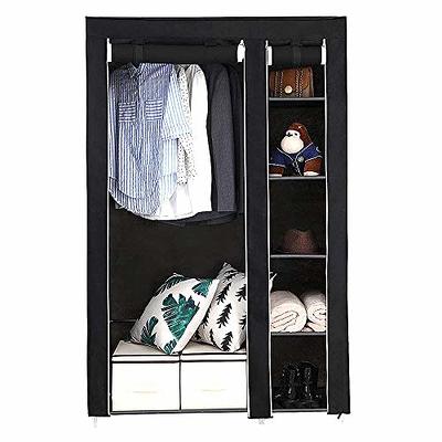 Black/ White Modern Clothes Garment Rack,Metal and Wood Closet Rack Closet  Organizer System with Hanging Rod and Shelf - Yahoo Shopping